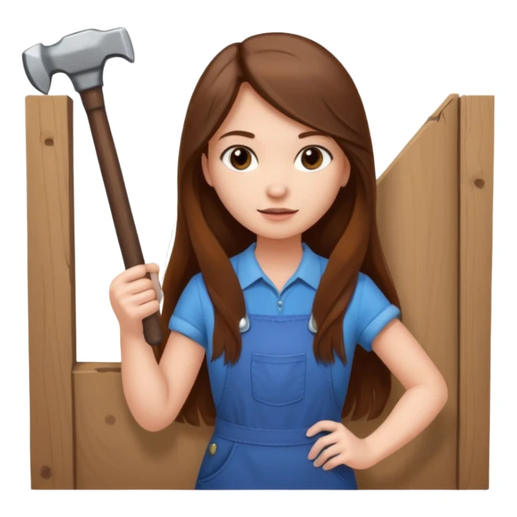 beautiful girl with long brown hair constructing new bedroom sticker