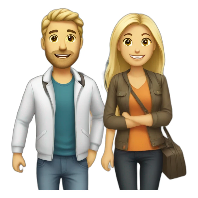  couple white in airport sticker