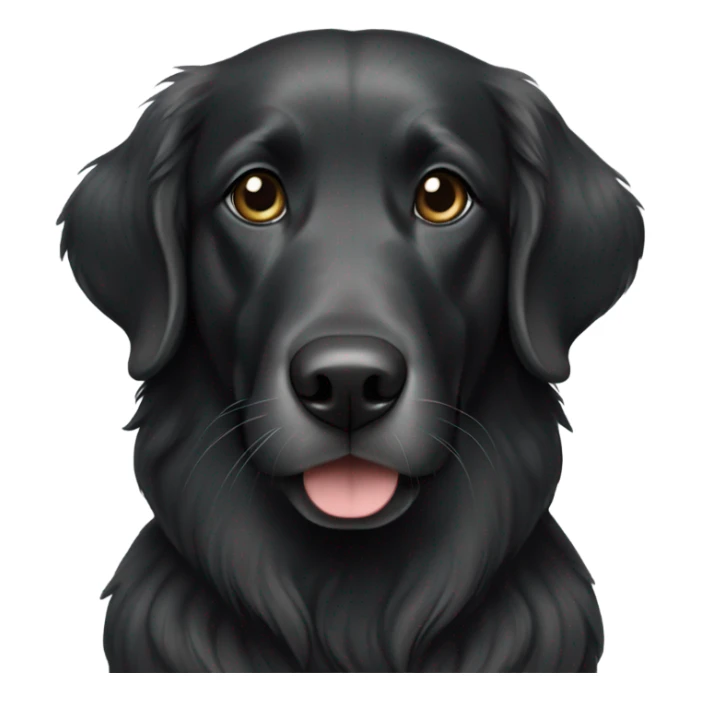 Black golden retriever with grey chest sticker