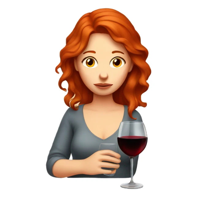 Sad redhead woman drinking wine  sticker