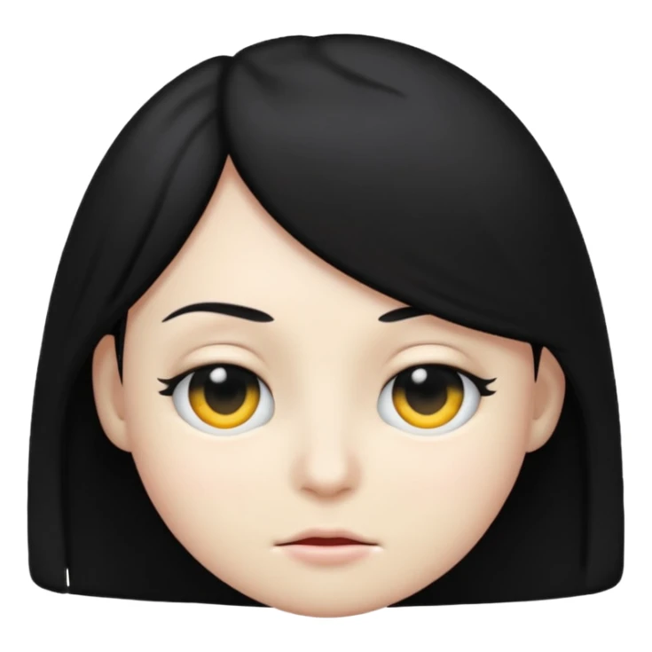 Emoji with black hair covering an eye sticker