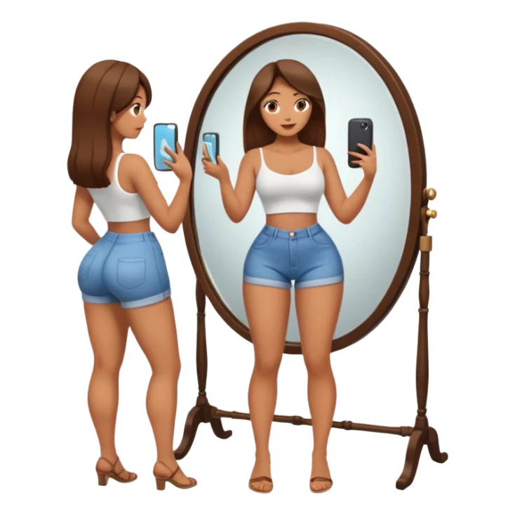 Naked woman mirror selfie full body big butt sticker