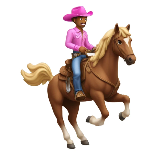 cowboy riding a horse with a pink hat sticker