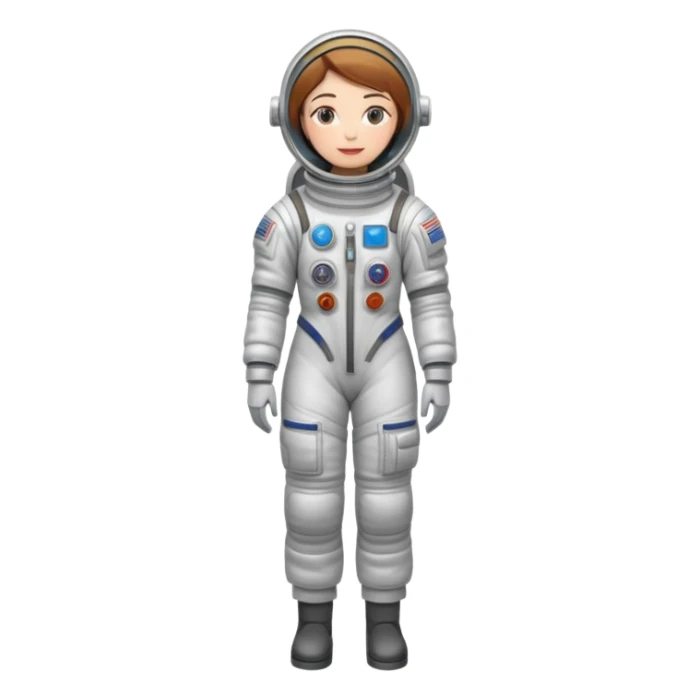 female cosmonaut in full length, standing, space suit, woman astronaut sticker
