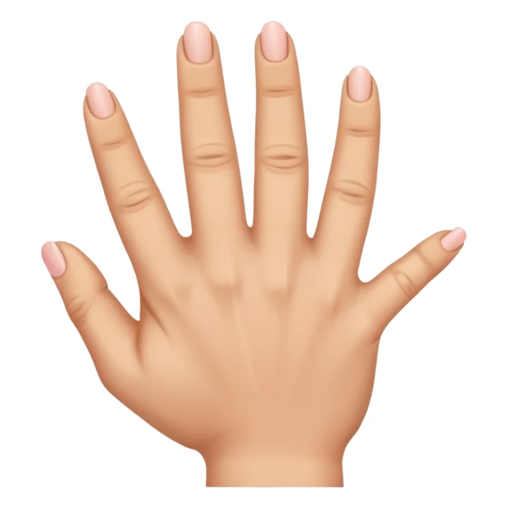 there's a space between thum and index finger. While index, middle, and ring finger are close to each other and there's also a space between ring and pinky finger. sticker