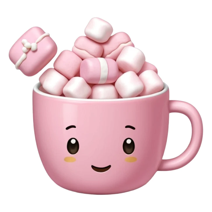 Kakao in pinker Tasse mit pink weißen mini marshmallow. OHNE Gesicht!!!, ästhetisch sticker