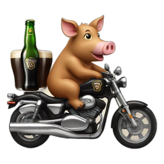 Pork on motorbike with a Guinness beer sticker