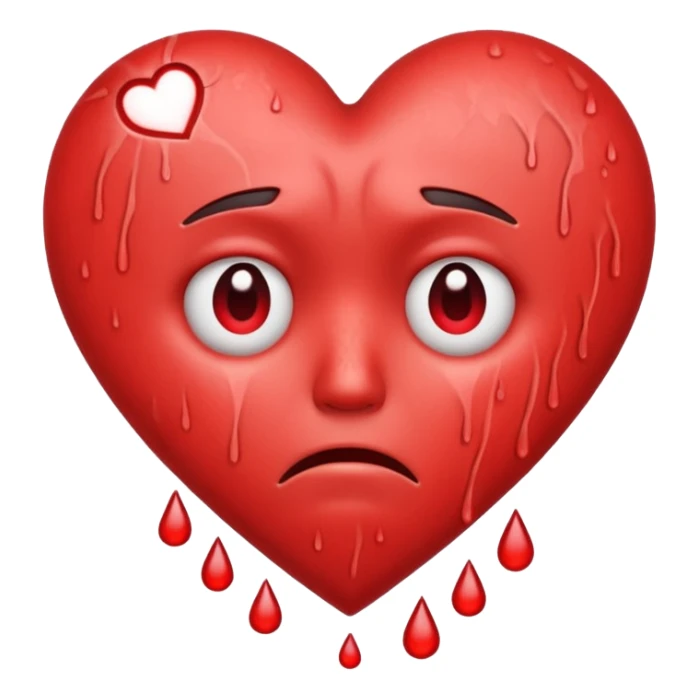 heart symbol showing stress with expressive lines, sweat drops, worried face sticker