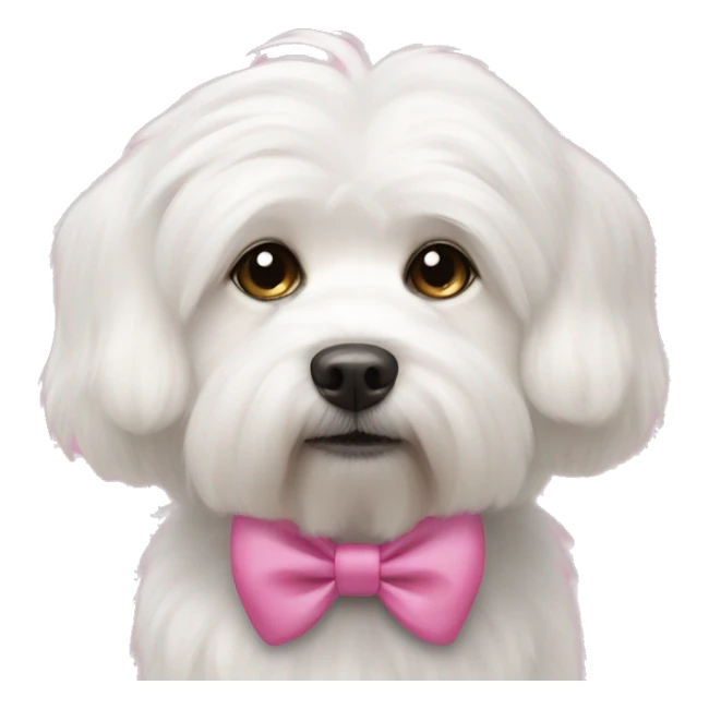 Cotton de tulear white dog with pink bow sticker