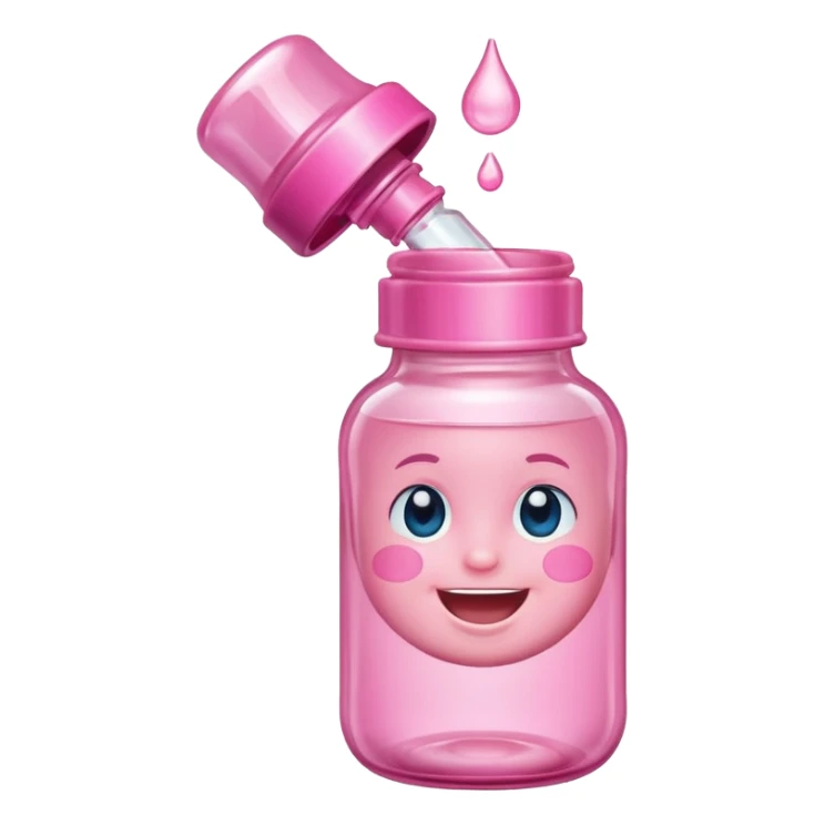 Smiling freaky baby oil bottle pink sticker