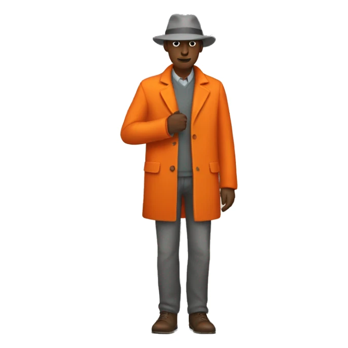 Grey Skinned Faceless figure wearing an orange coat and fedora sticker