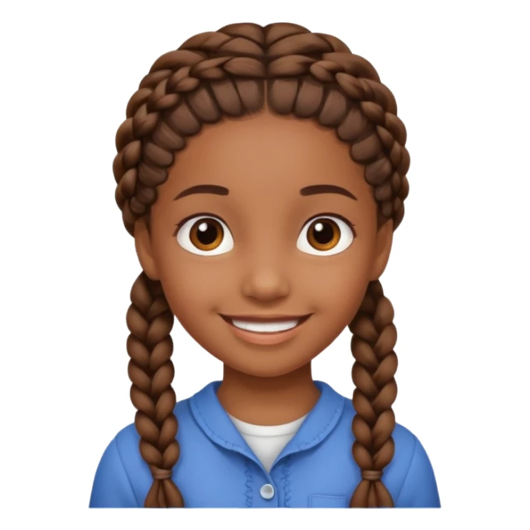 student, brown braid hair girl kid sticker