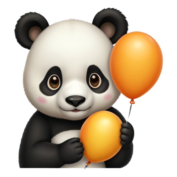 panda holding yellow and orange lines balloon in hand sticker
