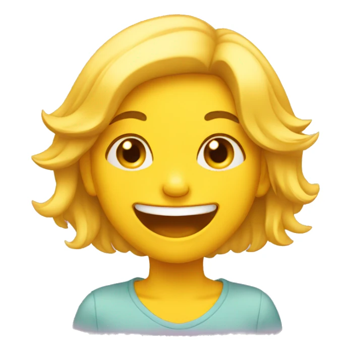 giggling girl, yellow emoji style sticker