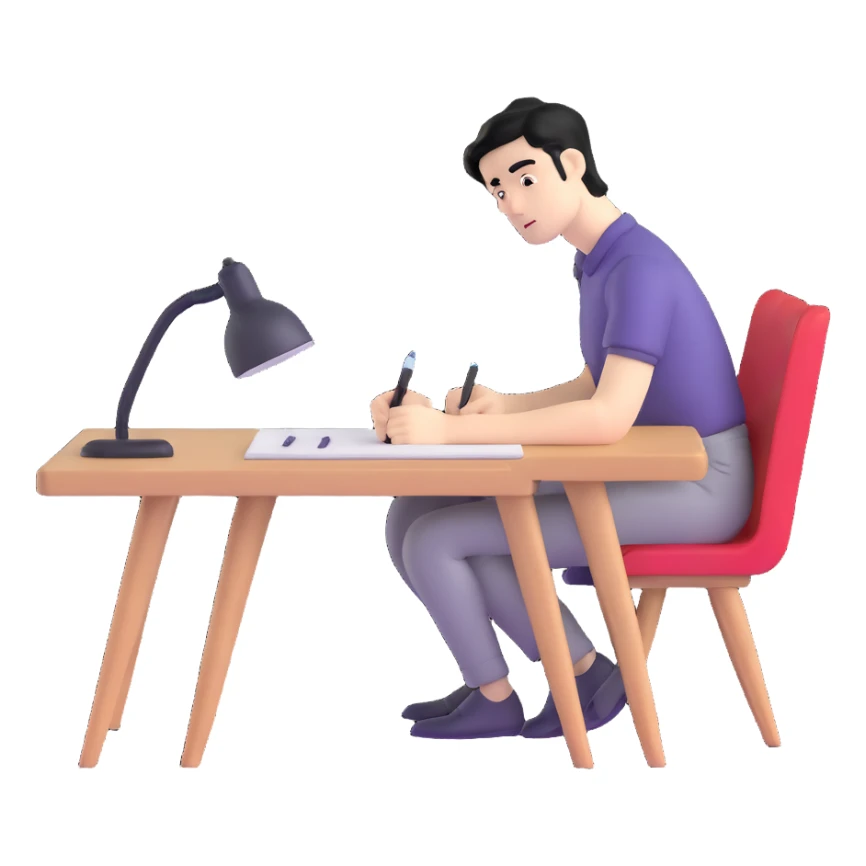 white man with black hair drawing at a table sticker