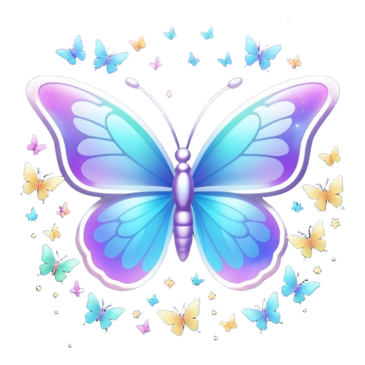 bts logo with butterflies on the logo and flying around it and light sparkles around it all sticker