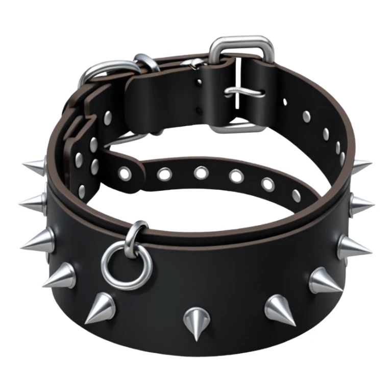 A black collar with spikes and a D ring in the center  sticker
