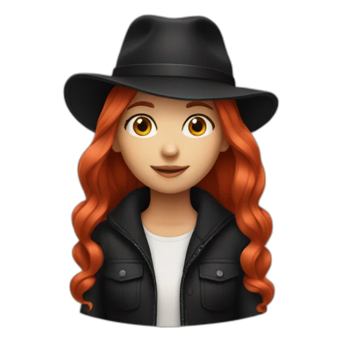 red hair girl in black hat sticker