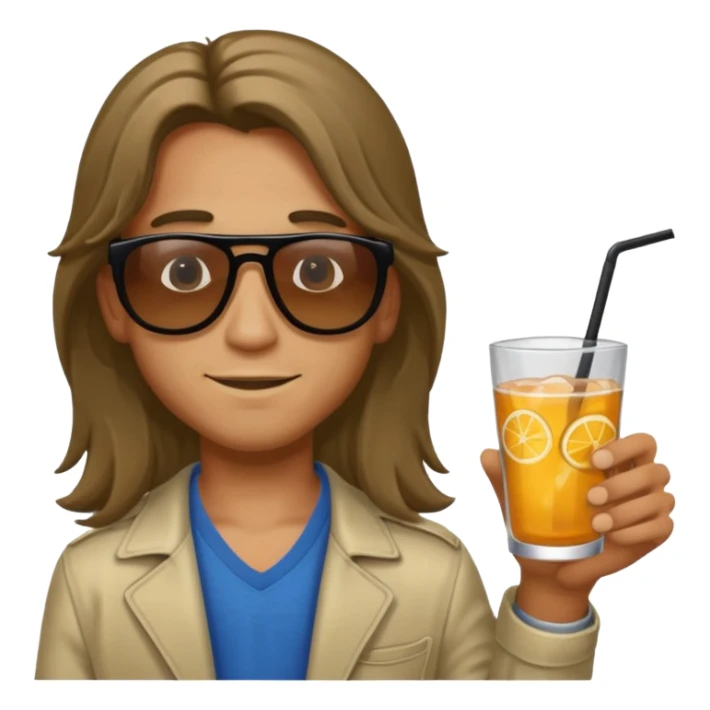 drink holders with sunglasses boy long hair sticker