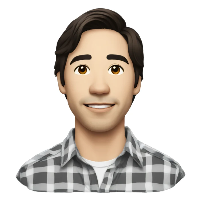 Justin Long wearing shirt sticker