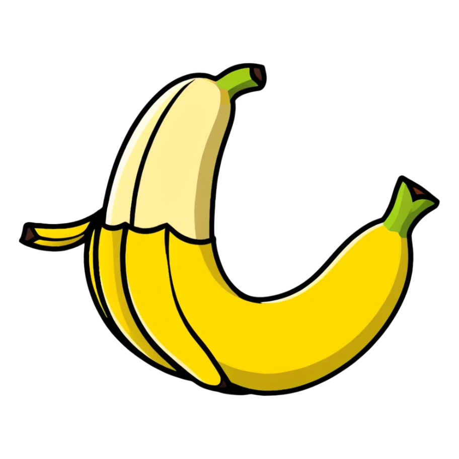 cute banana partially peeled with face sticker