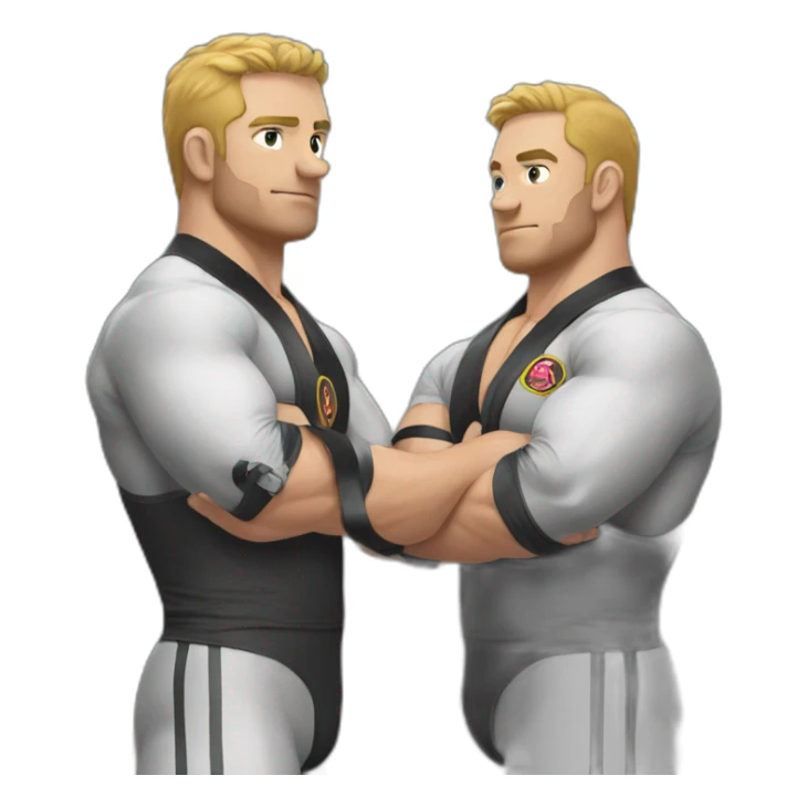 two wrestlers in a Collar-Elbow tie up sticker