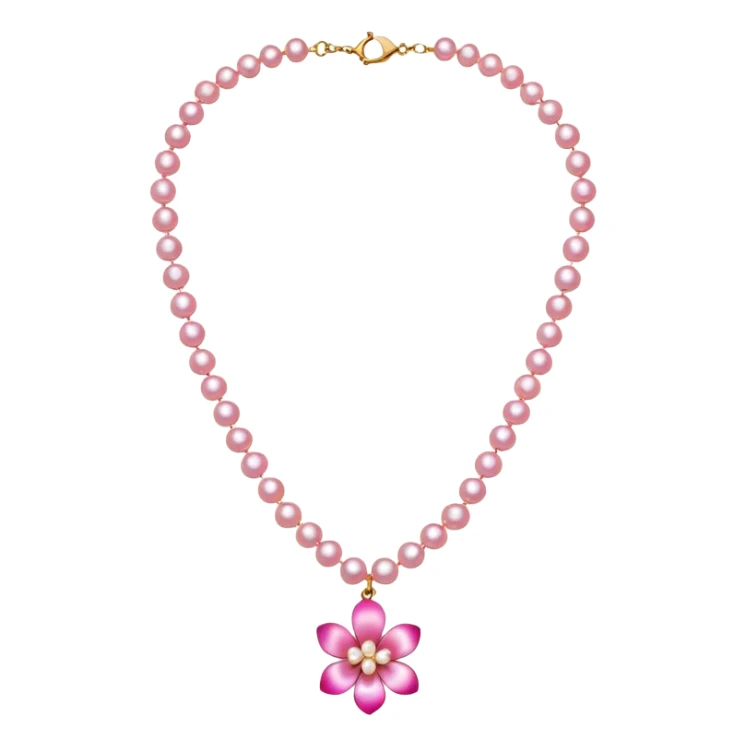 bright pink pearl necklace with mini flower in middle sticker