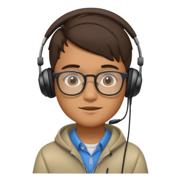 GenZ boy with headphones on and look like editor sticker