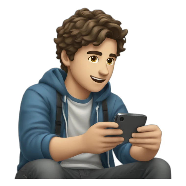 argentinian teen playing with his phone sticker