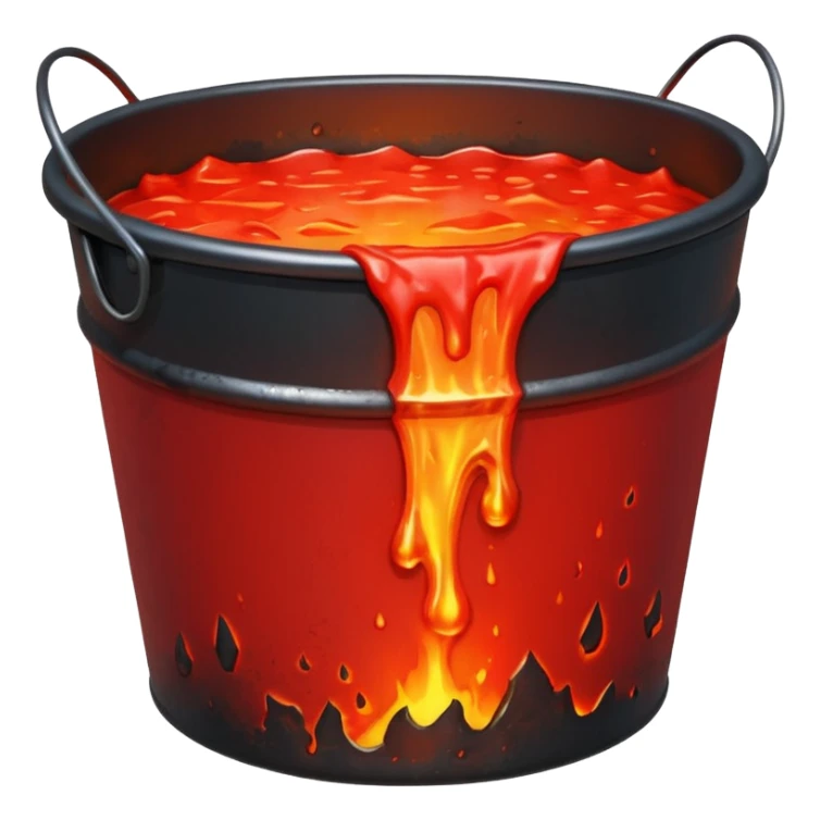 metal bucket with lava spilling over the sides sticker