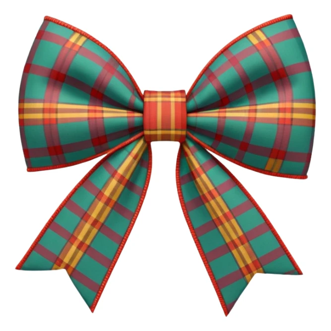 Cottagecore style ultra realistic detailed vintage material, 3D bow in a plaid type pattern, isolated, 3d rendering, sticker