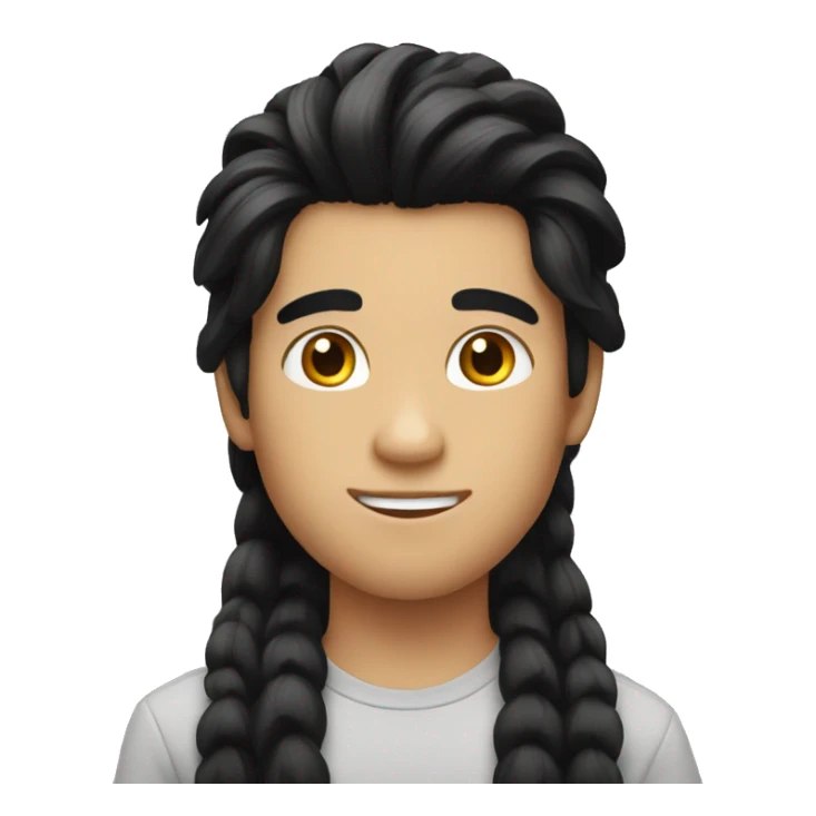 Long black hair boy sticker