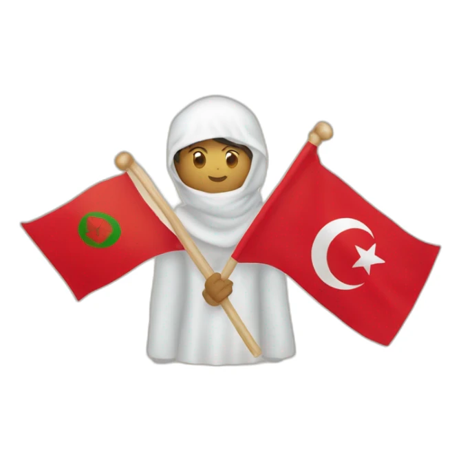 Un marocain avec dans sa main avec un drapeau marocain et un tunisien avec un drapeau tunisien qui se serrent la main sticker