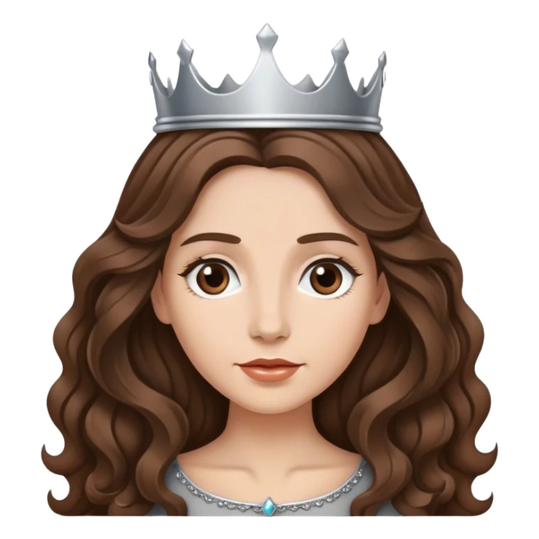 Krásná žena dlouhé hnědé vlnité vlasy. Ve vlasech má malou stříbrnou korunku.  sticker