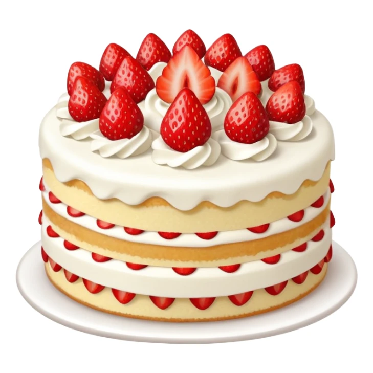 Tasty vanilla strawberry cake cartoon style  sticker