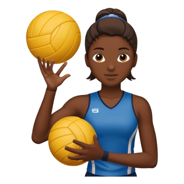 volleyball player, dark skin, with volleyball ball sticker