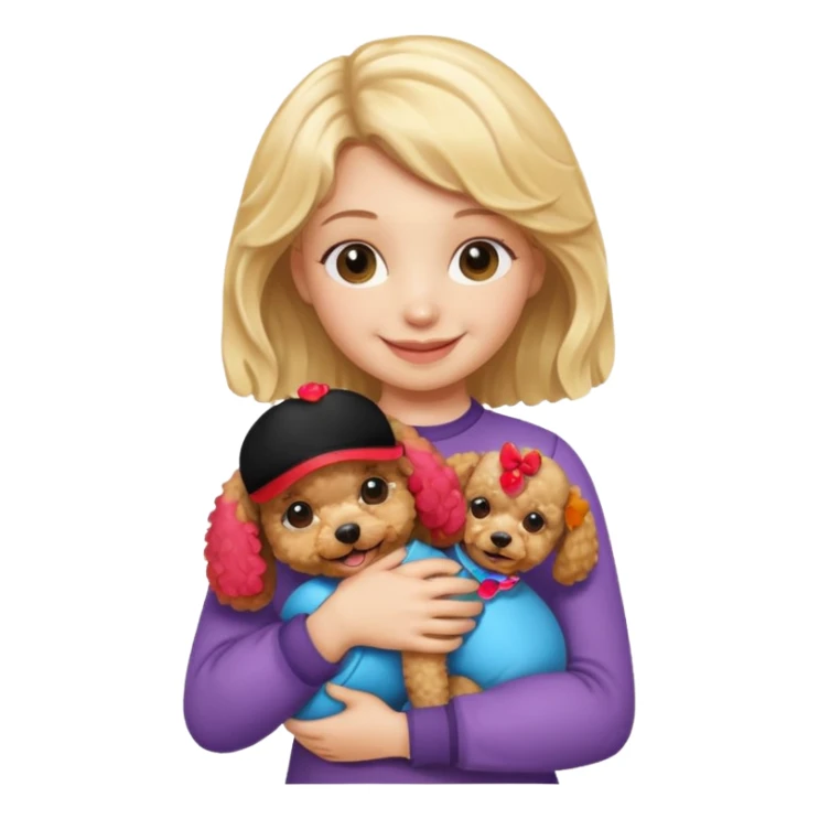 Blonde girl hugging her toy poodle sticker