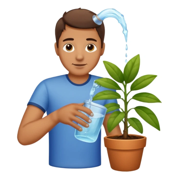 MAN pouring water for the plant sticker