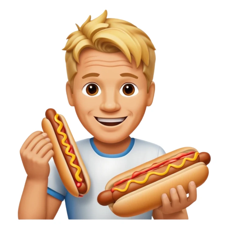gordon ramsay hold a hotdog, happy smile sticker