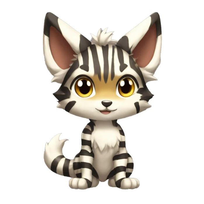 shiny, striped, Kemono-style, Chibi, Anthro-Fur-Sona-Fakémon, Full Body sticker