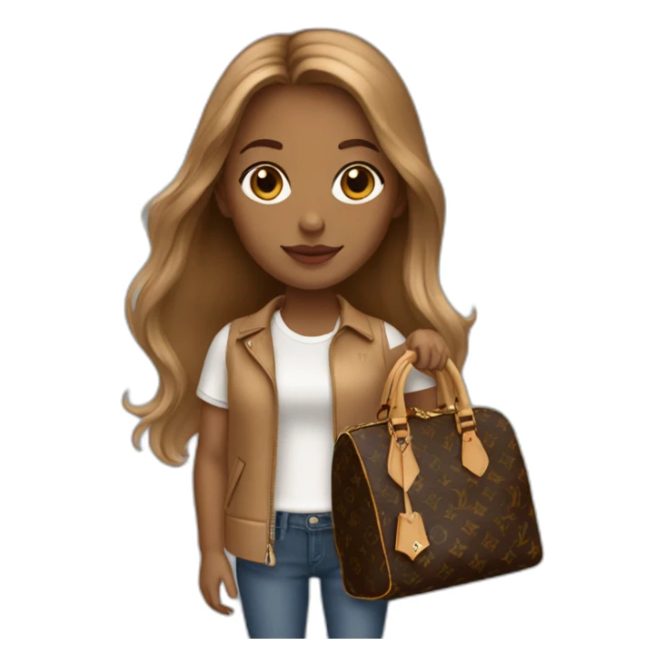 1 girl with light-brown long hair holding louis vuitton bag sticker