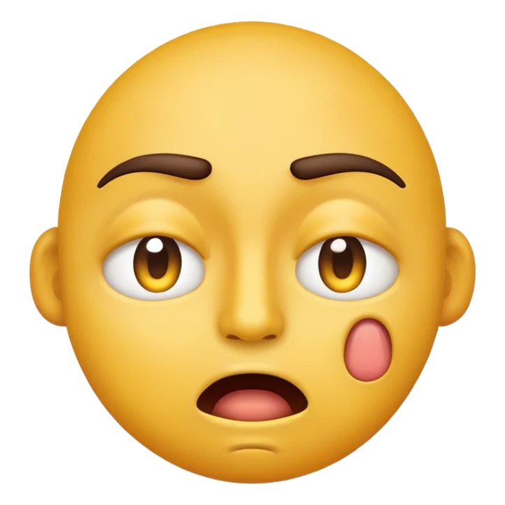 Standard iOS yellow face emoji, with eyelids down and mouth down as if reacting to someone do something stupid  sticker