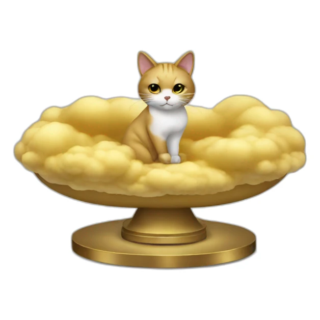 cat secretary sitting on top of the gold cloud sticker