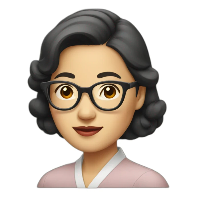 40's Asian woman with glasses sticker
