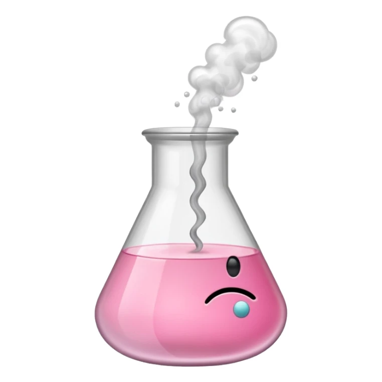 pink beaker with smoke no face one tube pink liquid only bubbles inside beaker  sticker
