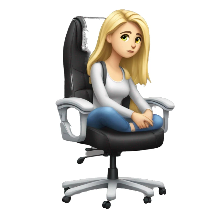 white girl thinking on a big gaming chair  sticker