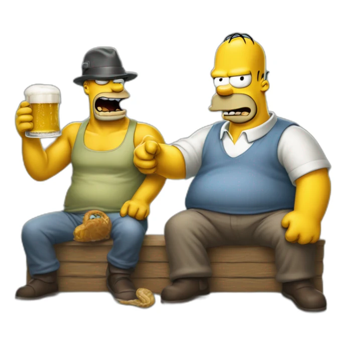 koba la d et Homer Simpson boivent un biere sticker