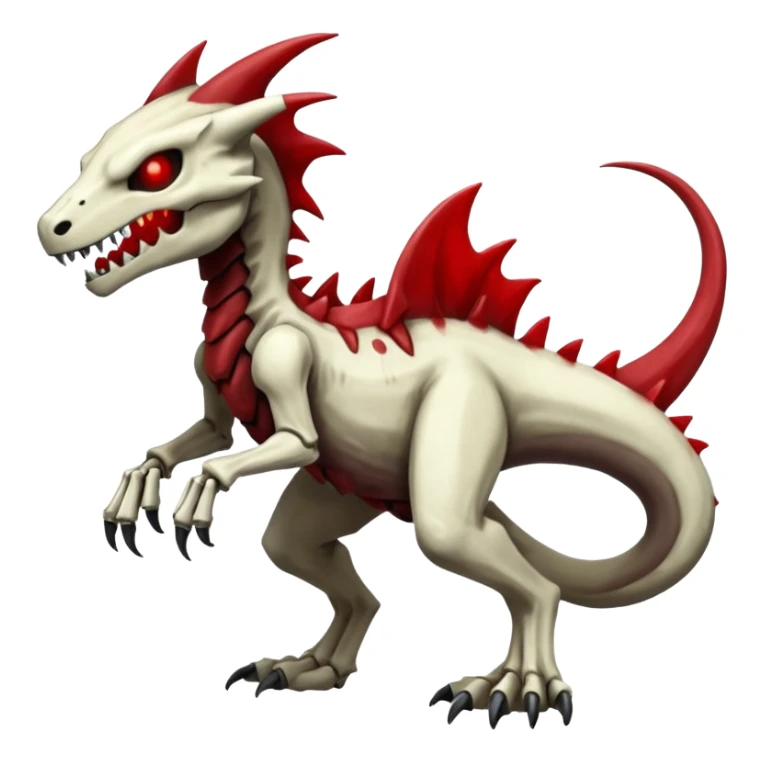 Shiny White Evil Glowing Eldritch Skeletal Creepy Edgy Badass Cool Marowak-Salandit-Duskull-Darkdramon-fusion with bloody red markings sticker