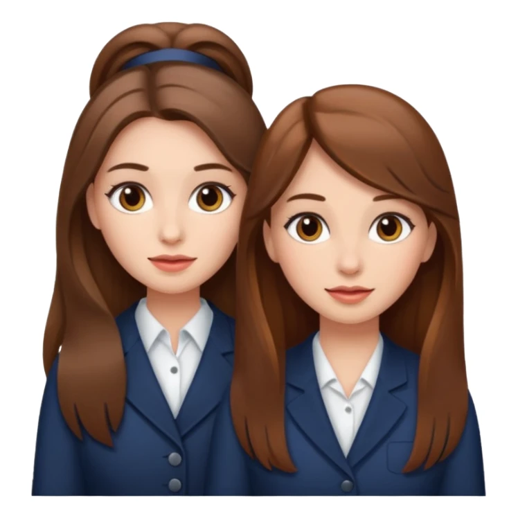 TWO BROWN HAIRED GIRLS DOING PROJECT, PROFESSIONAL AND CUTE , LONG HAIR MAKEUP sticker