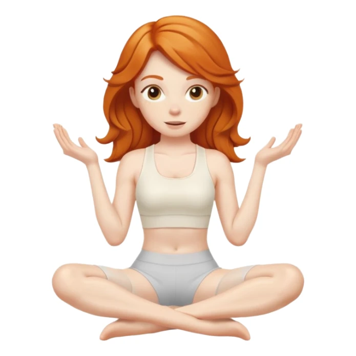 Ginger girl pilates sit ups middle part hair cream outfit sticker